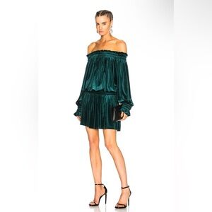 Norma Kamali Emerald Off-Shoulder Mini Dress